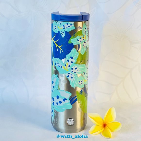🌹Last one🌹💙🌿Starbucks 2021 Tropical Floral Tumbler - Picture 1 of 7